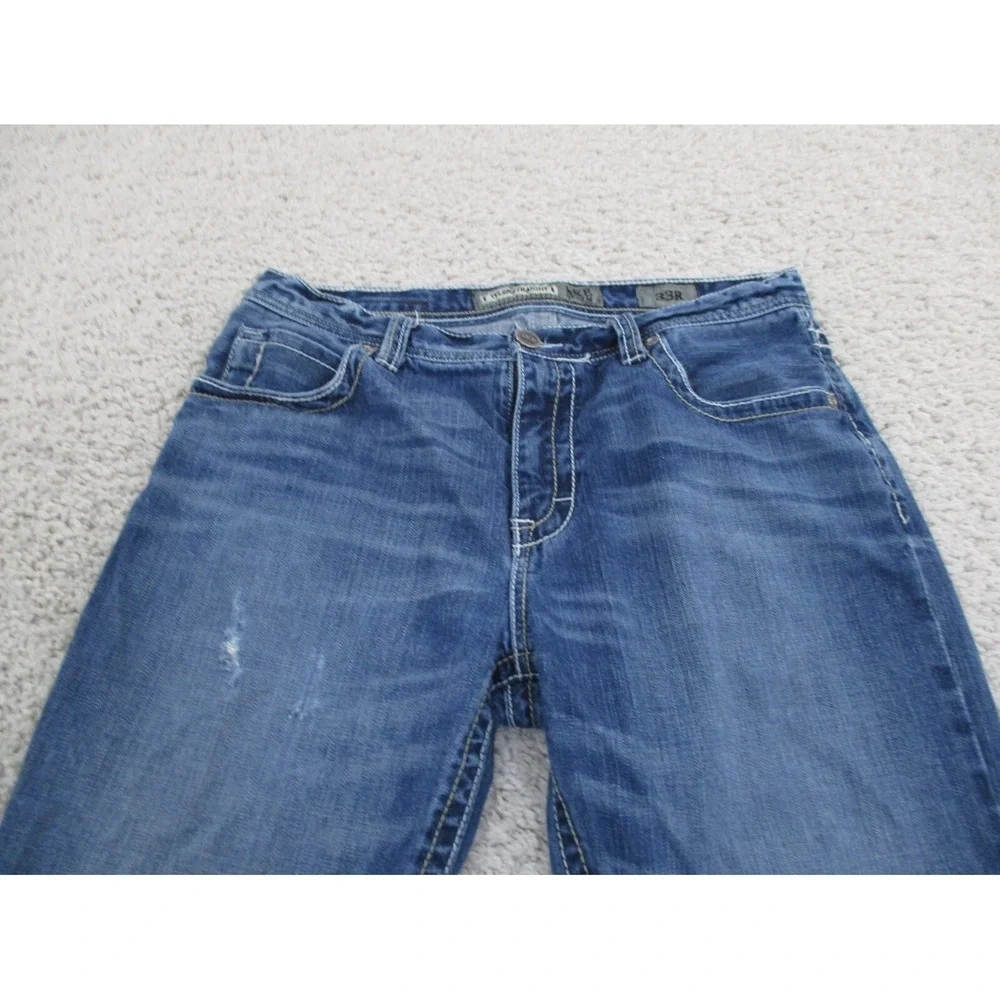 BKE Jeans Mens 33x25 Blue Tyler Denim Cotton Buckle Outdoor Straight Hemmed A2